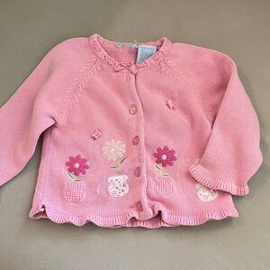 Pink Floral Baby Cardigan